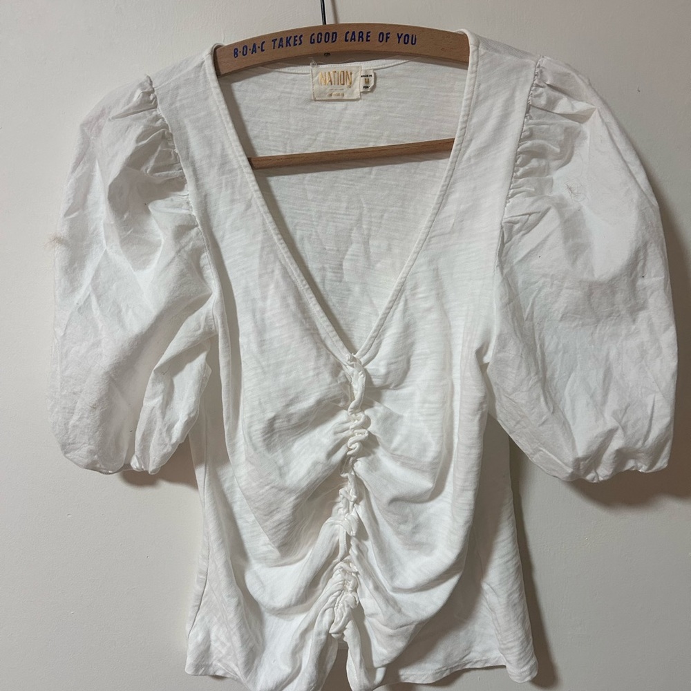 Nation White Puff Sleeve Blouse